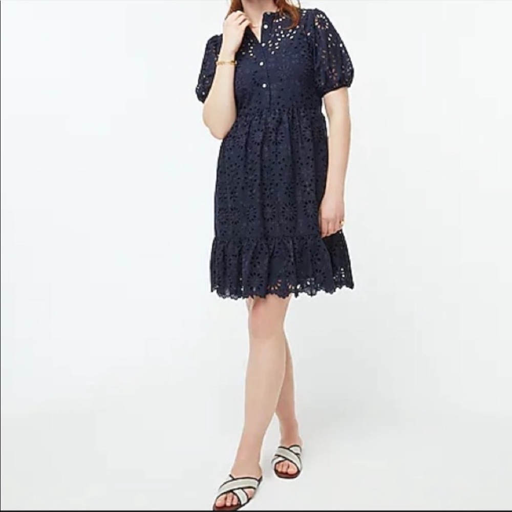 J. Crew Navy Eyelet Dress